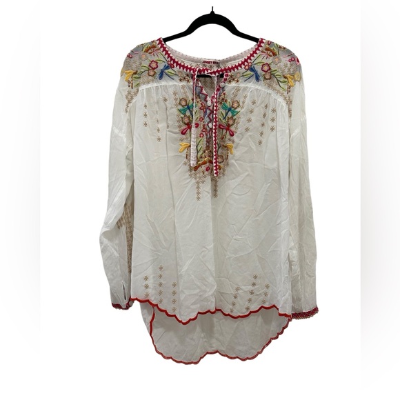 Johnny Was White Multi Floral Embroidered tunic Sz M - Picture 5 of 8